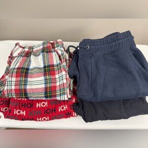 Bundle of 4 Men’s medium sweats joggers flannel pj’s old navy tek gear